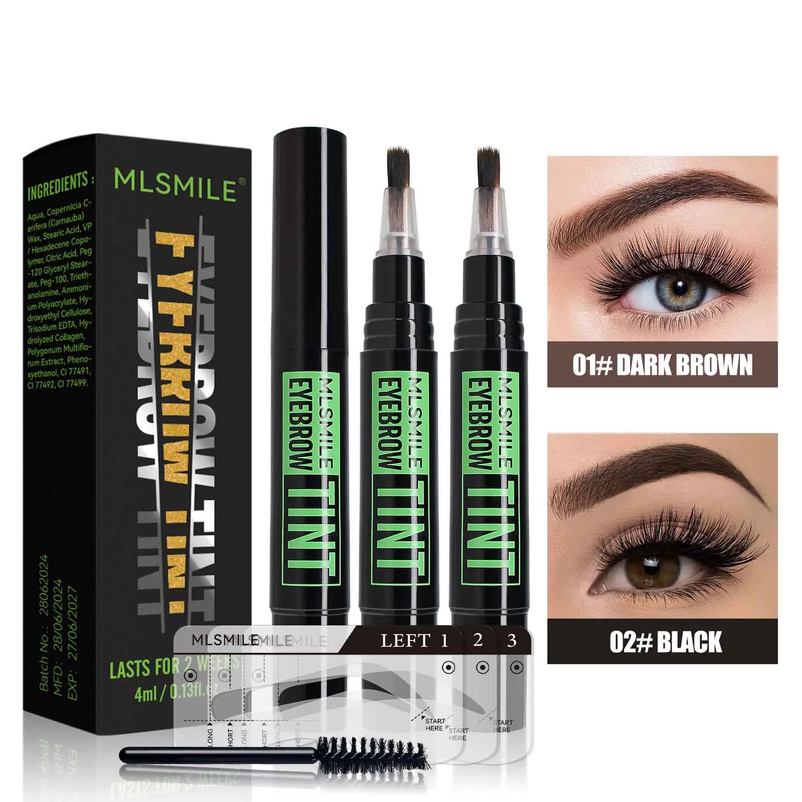 Waterproof Eyebrow Dye Kit, 1 Count Eyebrow Dyeing Kit with Brush & Eyebrow Card, Long Lasting Eyebrow Makeup Tool for Women, Eyebrow Makeup Gel, Cosmetic, Eyebrow Makeup Products
