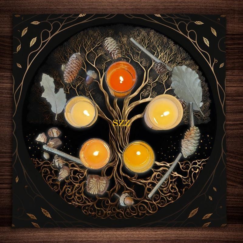 2026 Altar Cloth Life Tree Altar Tapestry Tablecloth Tarot Mat Tarot Card Cloth Witchcraft Tablecloth Linen Table Cover Gift