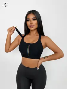 2Bmagic Women's Rainbow Sports Bra with Front Zipper Breathable Cool Adjustable for Running Yoga Workout Activewear Lightweight Compression Fitness Clothes