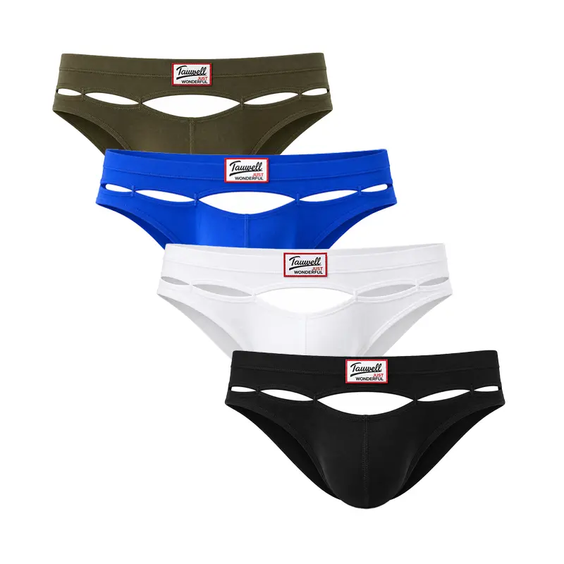 TAUWELL Men's Low Rise Cutout Briefs Fashion Underwear Solid Color Modern Stretch Design-25106