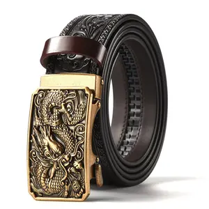 Genuine Leather Belt Ethnic Style Personalized Belt Dragon and Phoenix Pattern Carved Waist Belt Artistic Retro Gift Retro Style