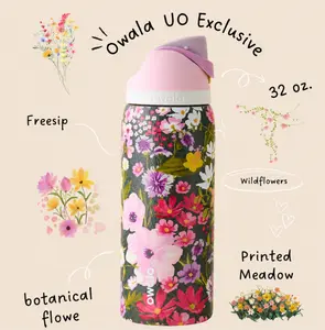 Owala FreeSip 32oz Painted Meadow Water Bottle Floral Inspired Insulated Tumbler Leak Proof Built In Straw Gift for Her