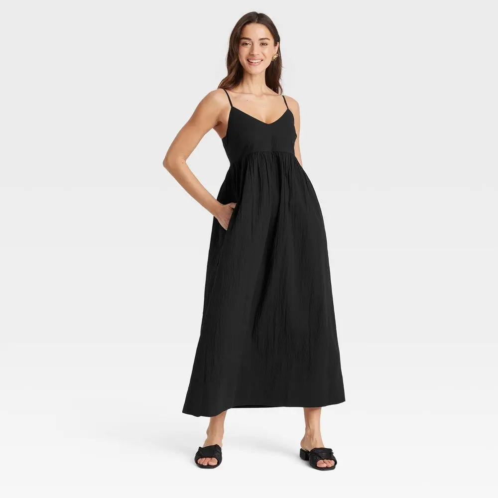 Women's Seersucker Maxi A-Line Dress - A New Day - TikTok Shop