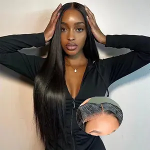 Bling Hair 36Inch Glueless Human Hair 6x4 5x5 Hd Pre Plucked Pre Cut  Lace Closure Straight Wigs  for Women Pre Bleached Invisible Knots 180 Density with Baby Hair #SummerVibes