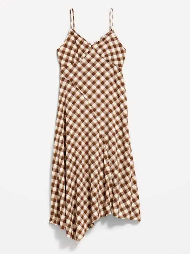 Old Navy Women's Fit & Flare Tie-Back Asymmetrical Midi Dress