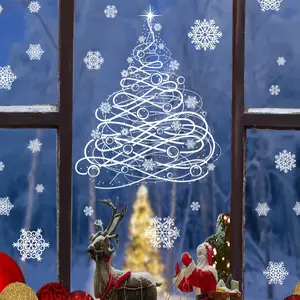 Christmas Stickers Set, Snowflake Window Decals, Winter Wonderland Wall Decorations, Holiday Home Kitchen Living Room Accessories, Decorative Stickers