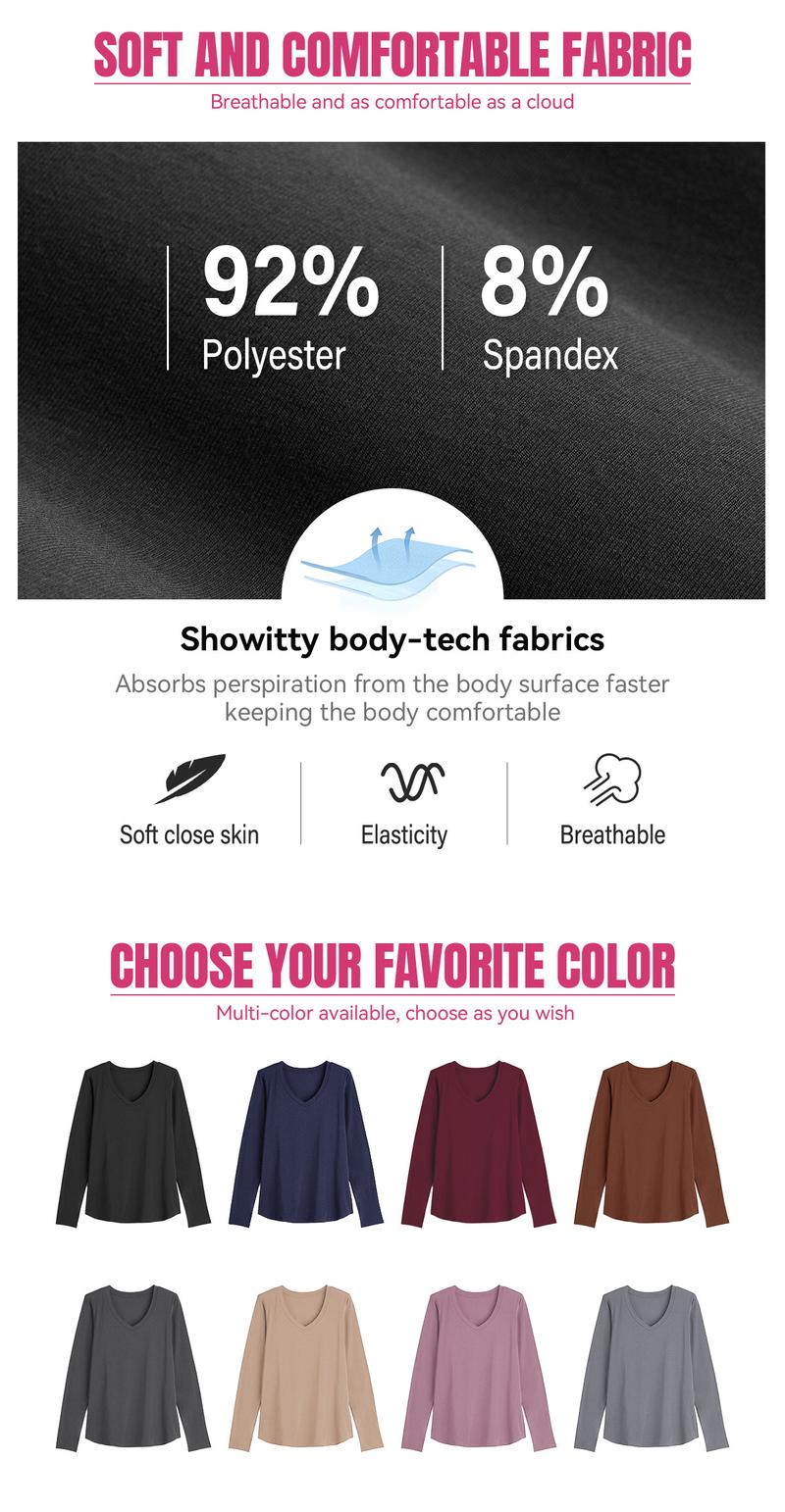 SHOWITTY Women's 3 Pack Long Sleeve Shirts – Casual Fall Tops for Workout, Travel & Daily Wear #TikTokShopBlackFriday #TikTokShopCyberMonday