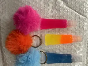 Lip gloss with Pom Pom keychain