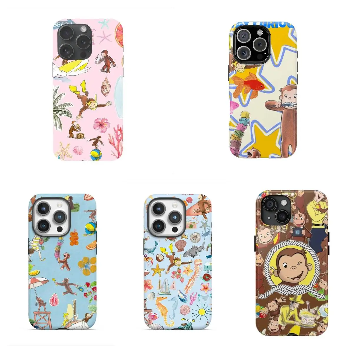 Colorful Curious George Phone Case - Childhood Favorite Cartoon | Classic Children's Book Phone Cover for Samsung iPhone Cute Retro Monkey with Banana