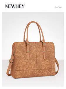 Women's 15.6 Inch Laptop Tote Bag, Waterproof Lightweight Travel Handbag, Classy Shoulder Bag, Large Capacity Leather Briefcase for Business
