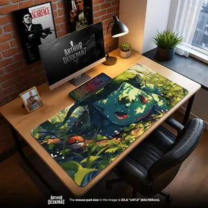 Bulbasaur Mouse Pad – Cute Desk Mat, Forest Gaming Pad for Pokefans, Starter Grass Type Gift for Otaku Setup