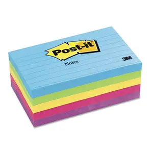 212 MAIN Lined Ruled Sticky Notes, 3x5 in Ultra Color Rectangular Pads, 5 Pads/Pack with 100 Sheets Each, 5 Assorted Colors