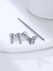 16G Astm Titanium Internally Threaded Flat Back Earrings Tragus Helix Conch Piercing Jewelry Nose Lip Rings Forward Helix Cartilage Earrings Studs Piercing Jewelry For Women Men