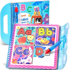 JoyCat Alphabet&Number Water Coloring Book for Toddlers 3-5, Reusable 14 Activity Pages with Water Pen for No-Mess Drawing, Preschool Alphabet Learning Letter Tracing Toys, Toddler Boys Girls