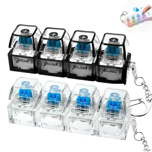 Keyboard Fidget Toy with Led Lights, Keyboard Fidget Keychain 4-in-1 Keyboard Decompression Button Finger Clicker Toys, Button Stress Relief Fidget Gifts to Relief Stress