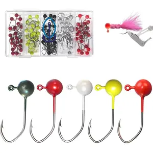 100 count Fly Tying Jig Heads Kit, Jig Heads for Fly Fishing for Trout Crappie DIY Lure Making Kit 1/64oz 1/35oz 1/16oz