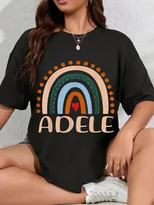 100% Cotton Adele Name Personalized Funny Women Rainbow Adele T-Shirt