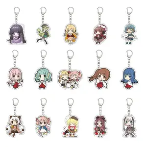 55MM Anime Puella Magi Madok Keychain Kaname Madoka/Akemi Homura/Miki Sayaka Key Chain Acrylic Model Plate Christmas Gifts