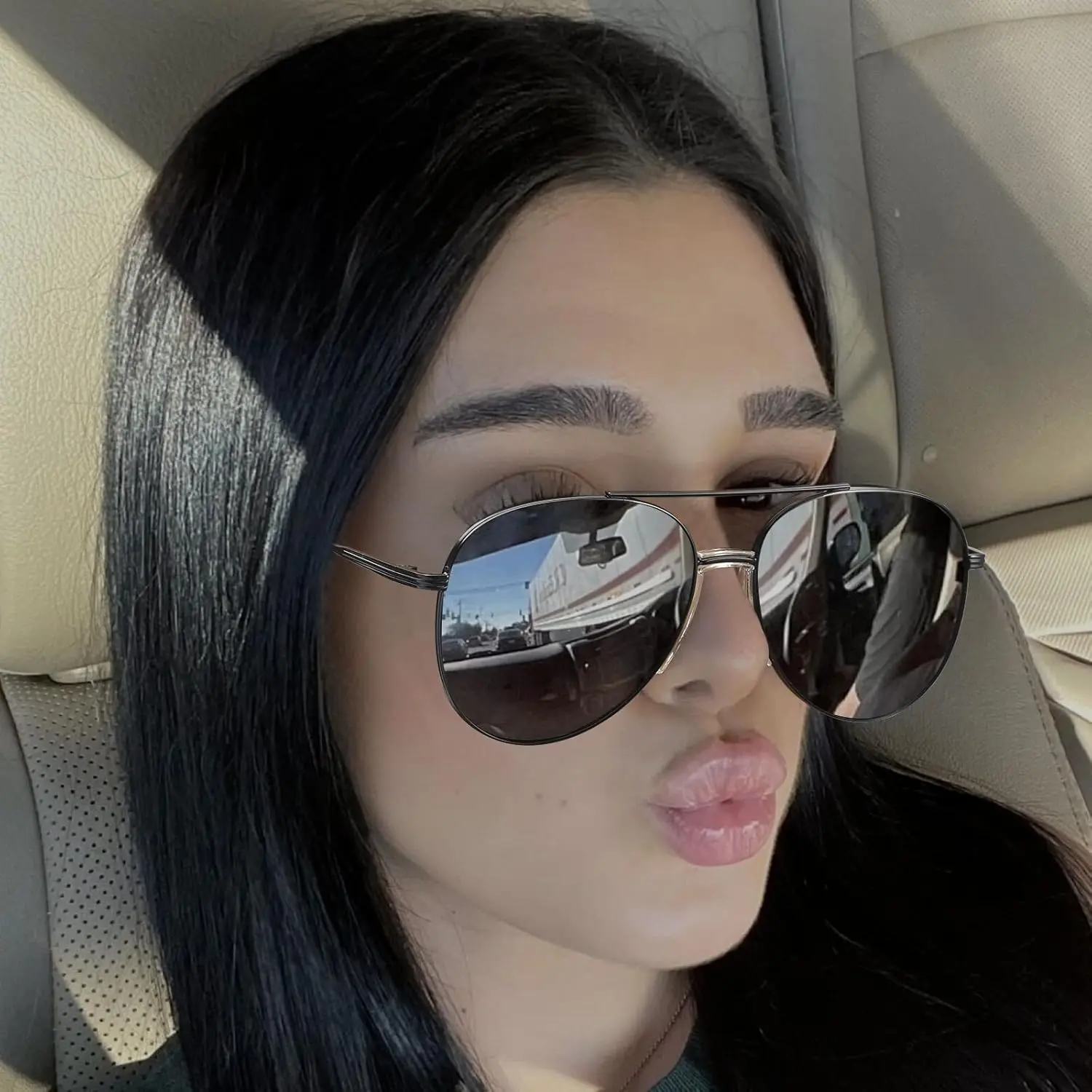 Tangle Free Aviator Sunglasses for Women Men Polarized Sun 