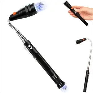 LED Light Telescoping Magnetic Pickup Tool, 22.6in Extendable Flexible Flashlight, 360° Swivel Extensible Magnet, Bendable Retrieval Tool, for Small Metal Parts in Tight Spaces`