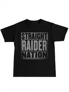 Raider Nation Cotton Rugby Theme T-Shirt, Casual Home Comfort Wear, Fits Tiktok Stay-At-Home Style, Daily Leisure & Sports Culture