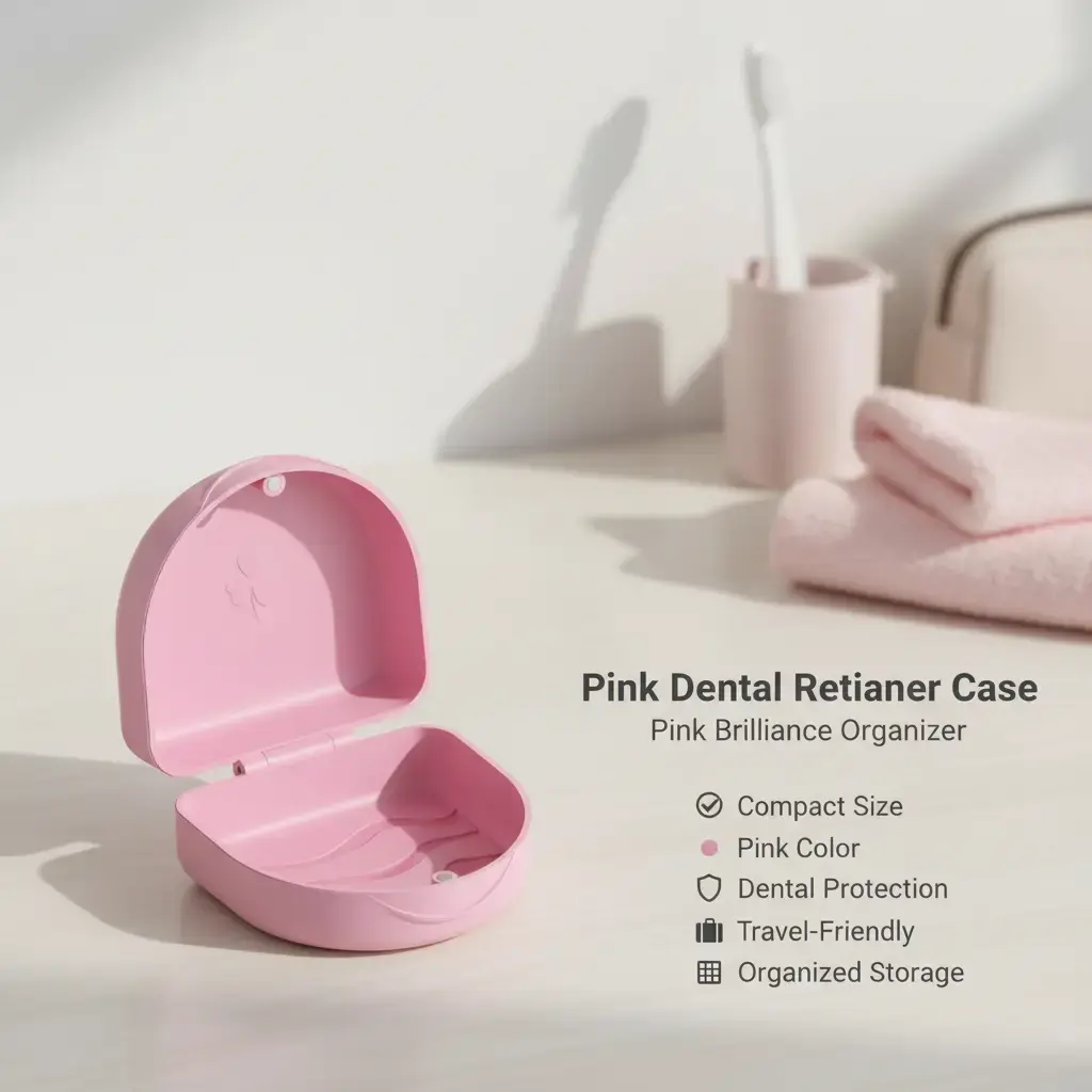 BVN Small Size Oral Care Slim Case - Pink Storage Holder for Dentures, Mouth Guards, Teeth Aligners