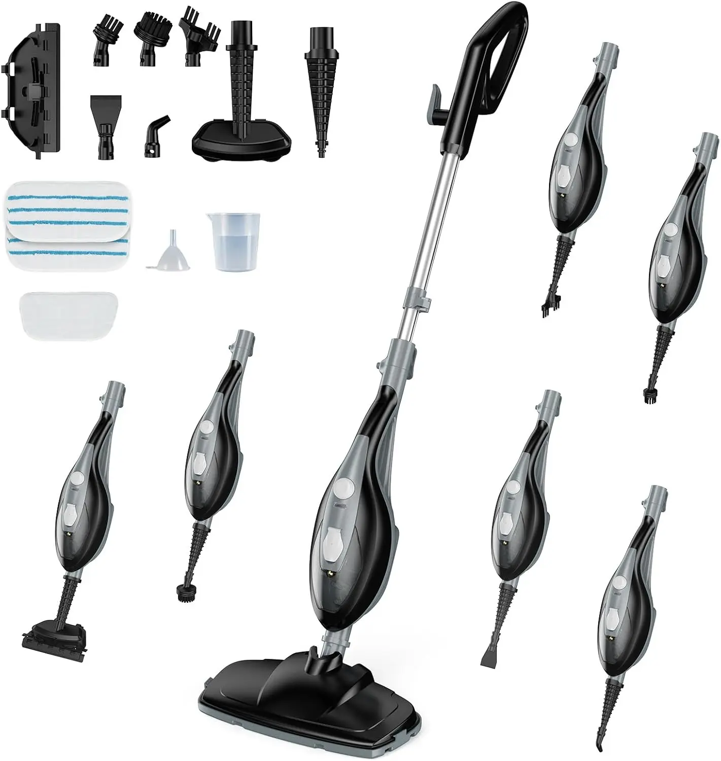 10-in-1 Steam Mop & Handheld Cleaner, 1550W Detachable Multi-Surface Steam Cleaner for Floors (Hardwood, Tile, Carpet), Windows, Grout - Includes 16FT Cord & 2 Pads