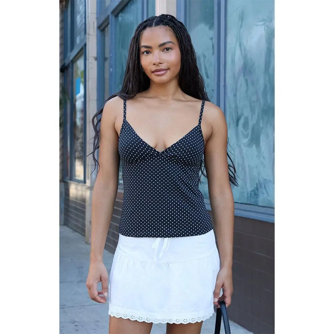 John Galt Women's Black and White Tiffany Polka Dot Tank Top
