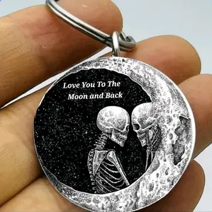 I love you moon to the back hot lover couple keychain