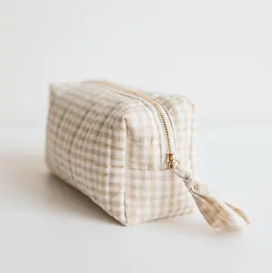 Oat Gingham Pouch