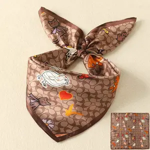 Women's Square Scarf, Silk Scarf, Women's Summer Thin Sunscreen, Spring and Autumn Women's Headscarf, Baotou Scarf, Tie Bag, Hairband, Belt, Shawl, Face Mask