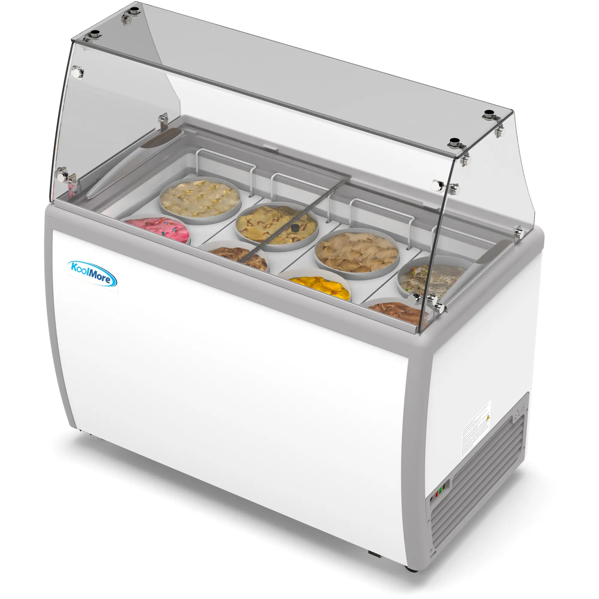 50 in. 8 Tub Ice Cream Dipping Cabinet Display Freezer with Sliding Glass Door and Sneeze Guard 13 cu. ft. KM-ICD-49SD-FG., Small Business