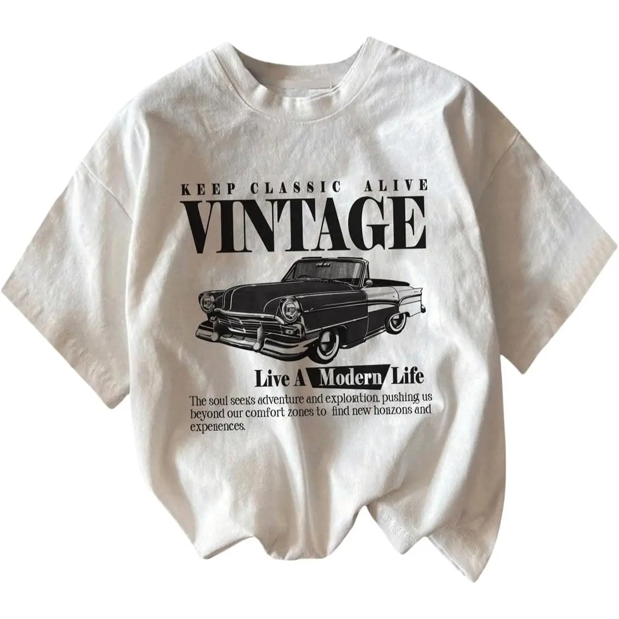 "Keep Classic Alive" Vintage Car Graphic Tee| Retro Automobile Casual Top tops teen clothes