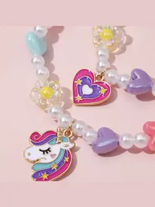 New Necklace Bracelet Jewelry Set, Cute Princess Girl Rabbit Unicorn Pendant Accessories, Beaded Charm Decorations