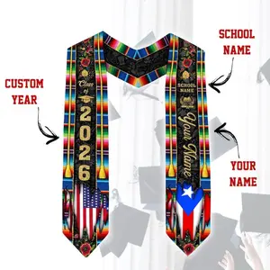 Personalized Puerto Ricans Flag Graduation Sash 2026, Puerto Rico Graduation Gift Stole, Graduation 2026