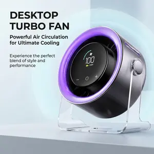 Desktop Fan Turbo Table Fan Travel Vacation Essentials for Office 100-Speed Digital Display Low Noise Rechargeable Battery Dual Adjustment Modes Quiet Cooling Quiet Desk Fan Portable, Purple