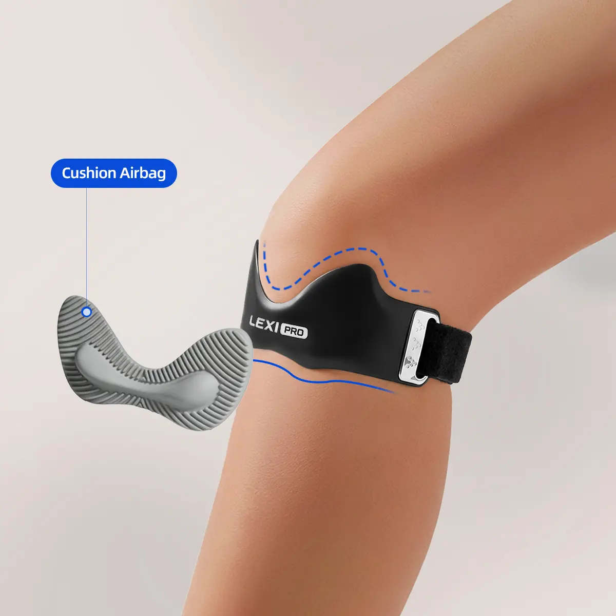 LEXI Adjustable Silicone Airbag Patella Knee Strap, Non-Slip Patellar Tendon Support for Running, Basketball, Squats and Gym