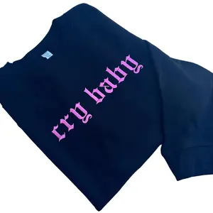 Cry Baby  Embroidered Crewneck Sweatshirt Unisex Pullover Long Sleeves Long Sleeves Embroidery Womenswear