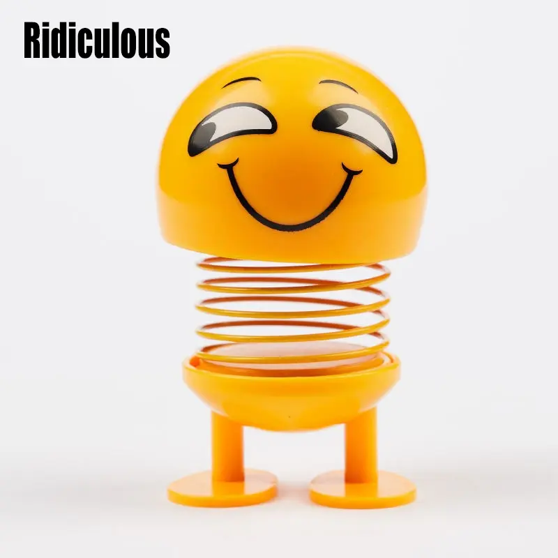 1pc Emoji Spring-Loaded Bobblehead Figurine Creative Car Ornament & Decorative Accessory Desk Ornament & Decorative Item Fun Gift for Friends & Classmates Creative Gift Idea for Christmas & Valentine's Day
