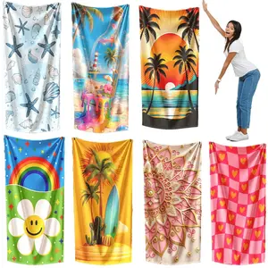 Large Sand-Free Quick-Dry Beach Towel, Vibrant Print, Soft Microfiber, Sun Protection, Lightweight, Ideal for Beach, Pool, Camping, Holiday Gift, Microfiber Towels, Absorbent Towels, Large Size