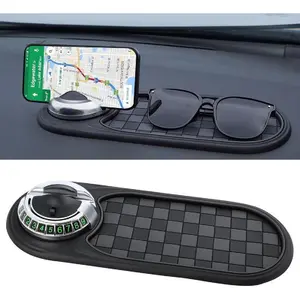 Multifunction Car Anti-Slip Mat, 2025 Multifunctional Car Dashboard Mobile Phone Holder, Auto Universal Rotatable Anti Skid Car Dashboard Pad with Temporary Parking Number