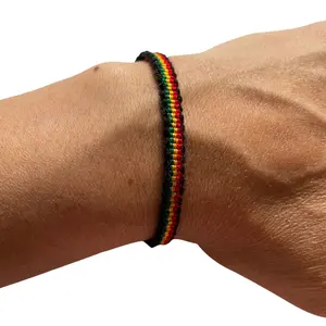 Reggae Rasta Boho Bracelet Adjustable Unisex Design Soft Cotton Blend Strings Handcrafted Comfortable Everyday Wear One Size