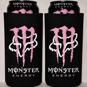 Pink Claw Energy Can Cooler, Monster Inspired Slim Koozie, Fox Racing Style Beverage Sleeve, Black Neon Drink Holder, Gamer Party Gift