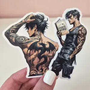 Shadow Wielder - Waterproof Glitter or Glossy Stickers 2.75" Size Customizable for Kindle Book or Tablet Durable Stylish Design