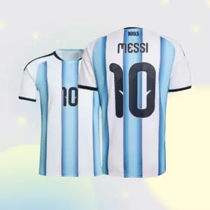 10# Messi 2026 Argentina National Home and Away Short Sleeve Soccer Jersey Blue and White Casual