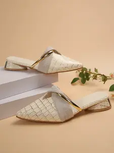 Women's Crocodile Pattern Pointed Toe Mules, Comfortable Low Heel Slip-On Shoes, Perfect for Office and Daily Wear, Footwear