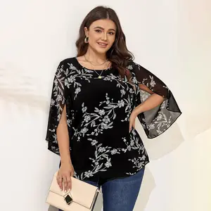 SCOMCHIC Women's Plus Size Off The Shoulder Peplum Blouse Top Half Bell Sleeve Tie Waist Ruffle Hem Babydoll Tops