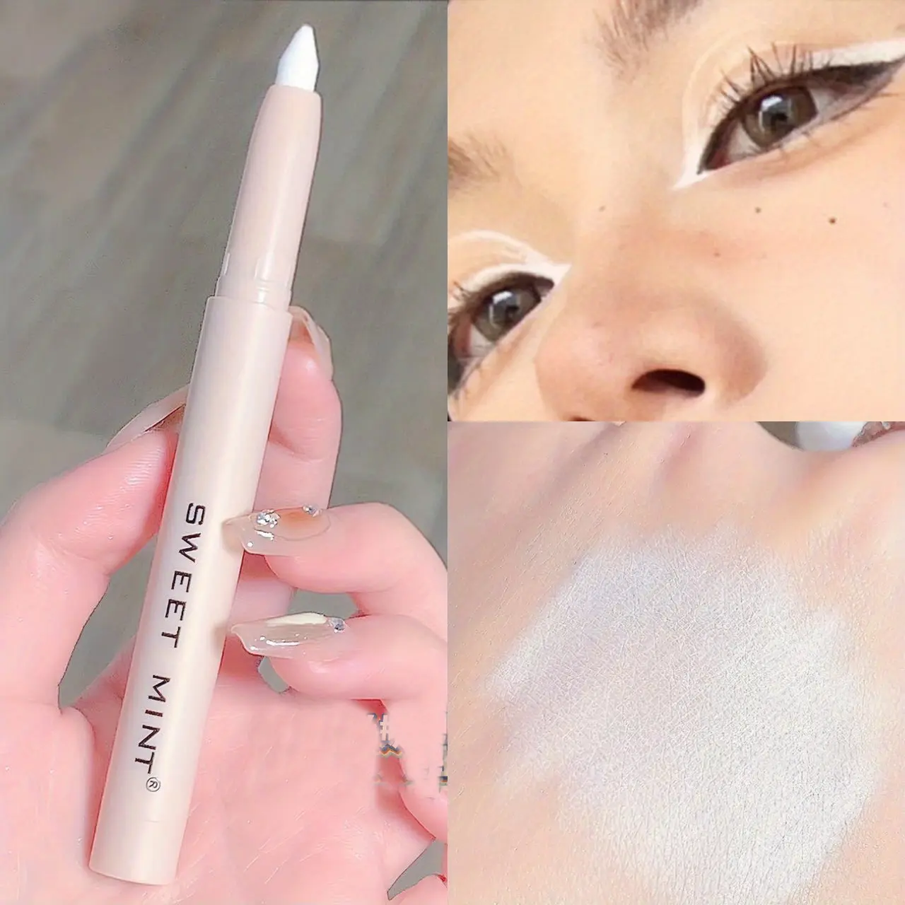 2Pcs Buildable Shimmer Lying EyeShadow Pen Pearly Silkworm Brightener Long Lasting Luminous Makeup Waterproof Smudgeproof Highlighter Pencil Easy Glide Natural Cosmetic
