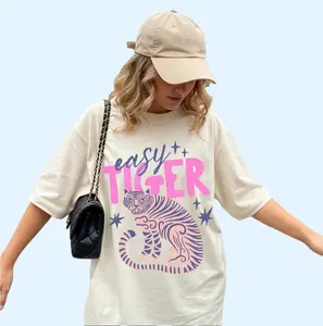 Easy Tiger Comfort Colors T-Shirt, Retro Tiger Shirt, Tiger Graphic Tee, Trendy Boho Shirt, Cool Tees for Women, Retro Vintage Tiger Shirt