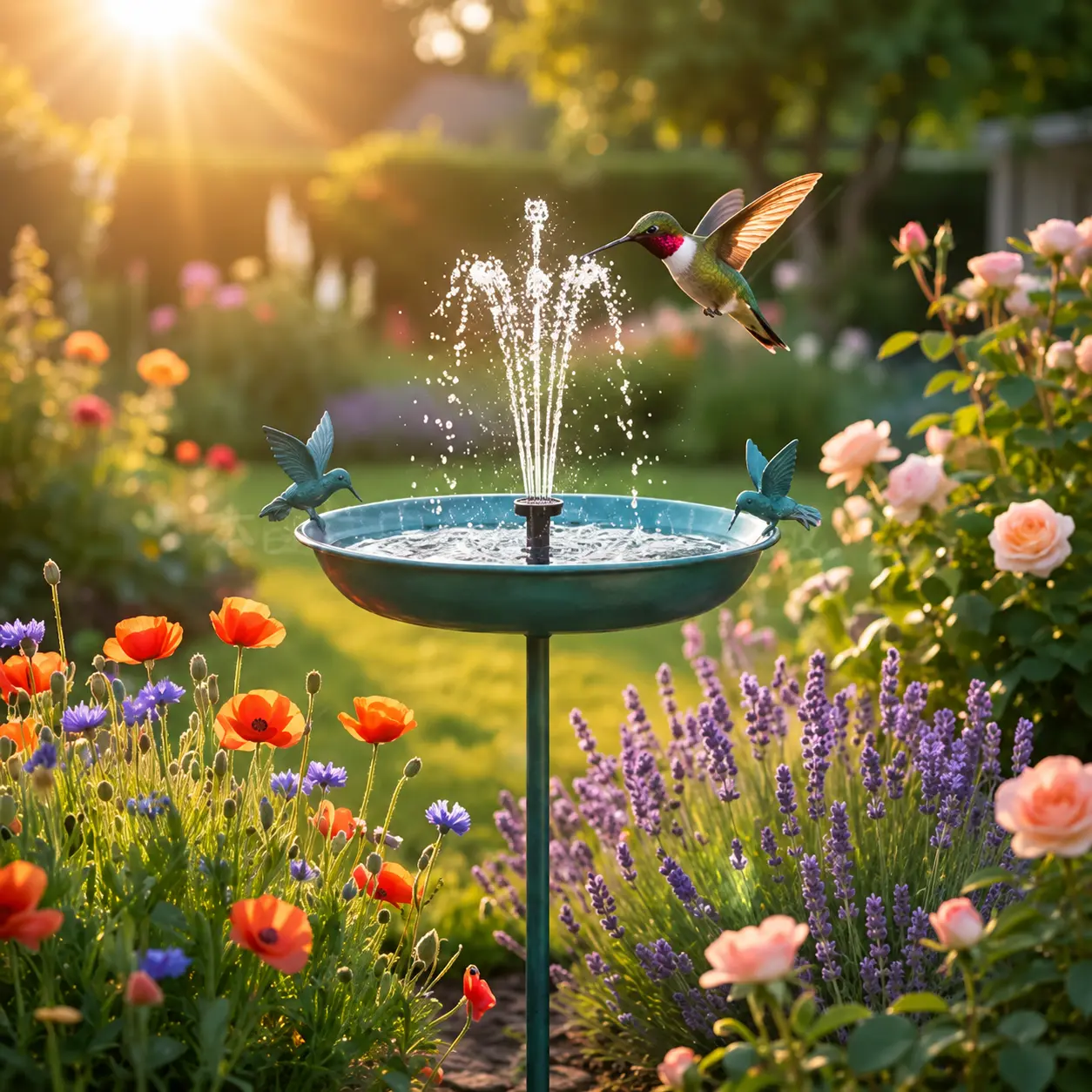 2-in-1 solar bird bathtub, IPX8 waterproof, solar fountain water supply, heavy-duty metal bird bathtub, tool free installation, suitable for courtyard and outdoor garden bird attraction water decoration, metal bird bathtub, bird water dispenser